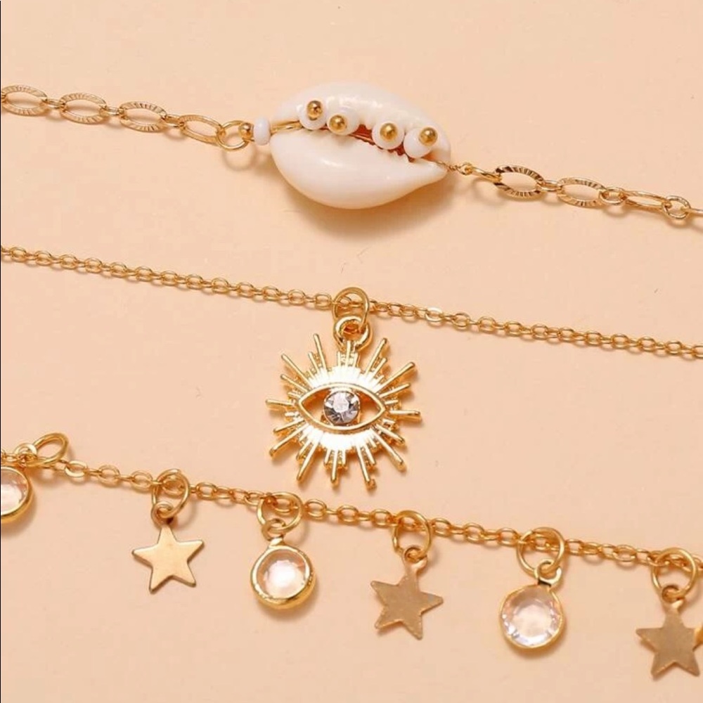 • Aria • Eye, Shell + Stars Anklet Set - Picture 3 of 4